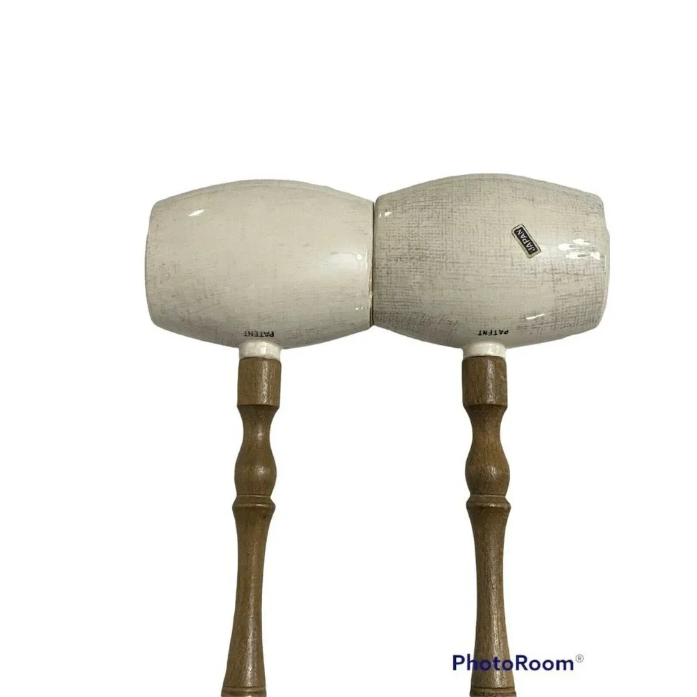 Tomahawk Style Watermelon Salt Pepper Shakers Ceramic‎ Long Wood Handles Japan